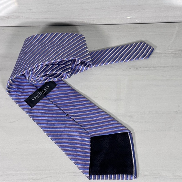 Striped Blue and Purple Men's Tie - Picture 2 of 2